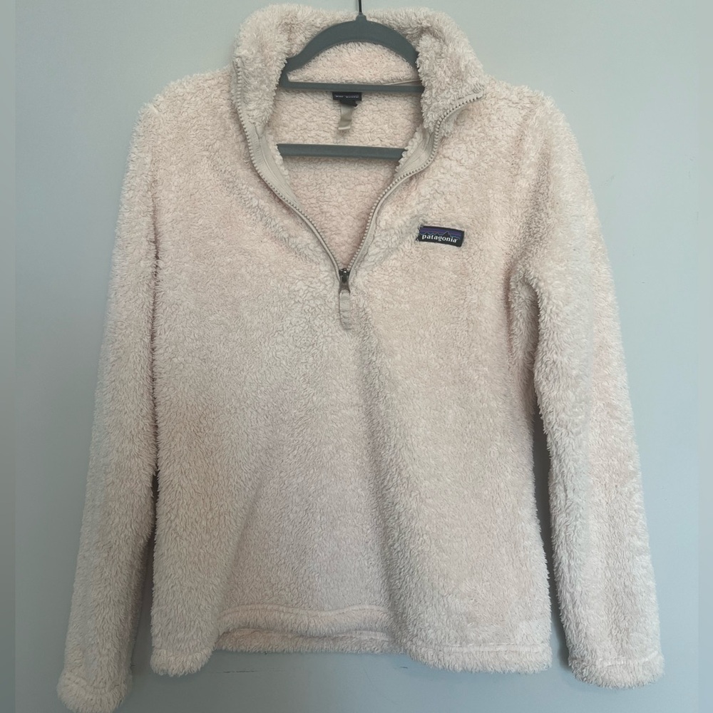 Patagonia Los Gatos 1/4 Zip Pull Over Fleece Sherpa Sweater Womens White Sz S